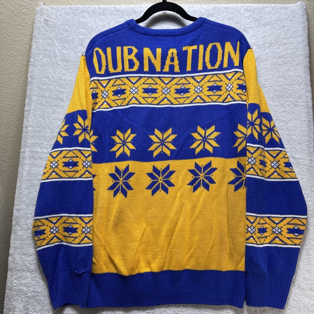 Golden State Warriors Sweater Men Large Logo Dub Nation Christmas Ugly Oak Town - Picture 6 of 9